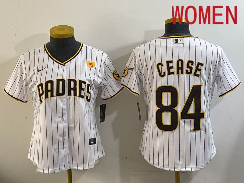 Women San Diego Padres #84 Cease White Stripe Game 2024 Nike MLB Jersey style 11203->women mlb jersey->Women Jersey
